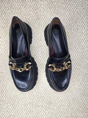 Zara Black Platform Chain Loafers UK 38 US 8